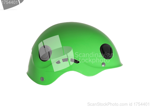 Image of Green ski helmet isolated on a white.