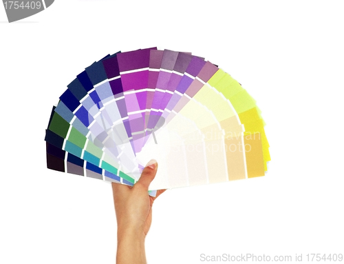 Image of layout of colored paper on a white background