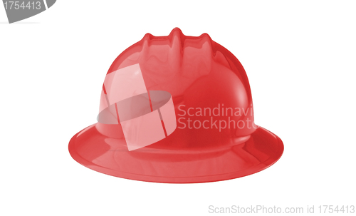 Image of Red construction helmet shot isolated