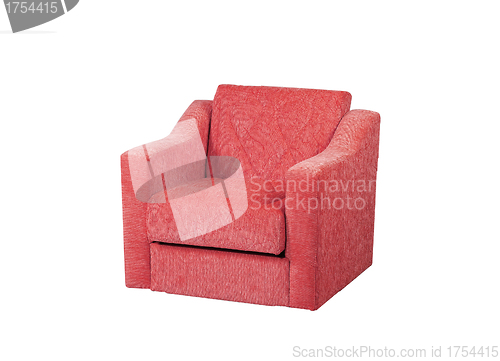 Image of Bright Red Armchair isolated on white with a drop shadow.