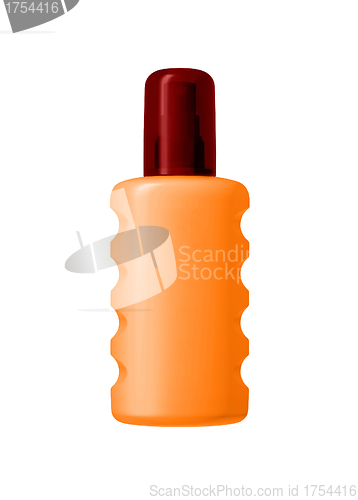 Image of Bottle of sunscreen isolated over the white background