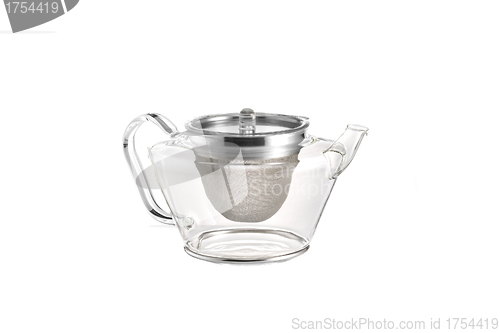 Image of Glass teapot on white background