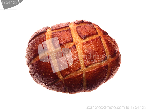 Image of Traditional homemade round bread isolated on a white background