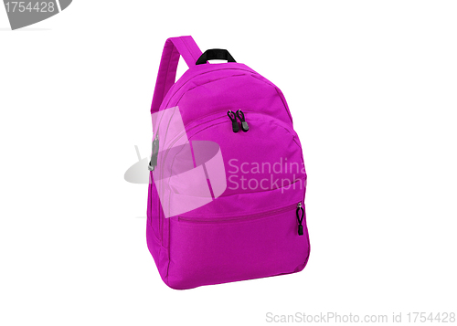 Image of pink school backpack isolated on white