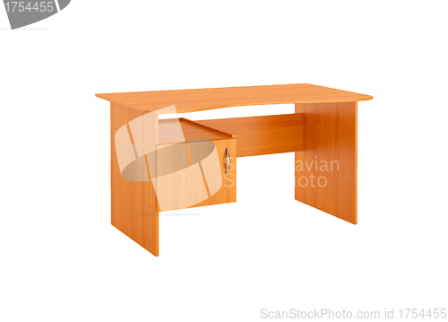 Image of Wooden computer table isolated on white, with clipping path