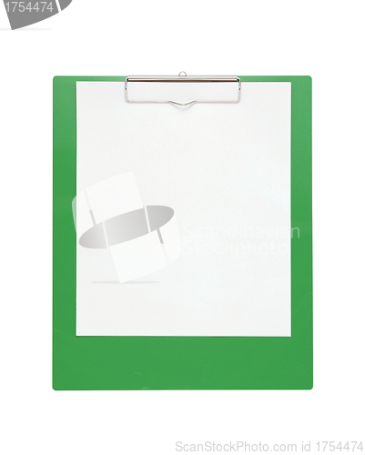 Image of white blank papper with  pin isolated on white background