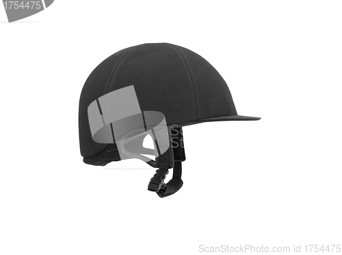 Image of Black ridding cap for horse riders isolated on white