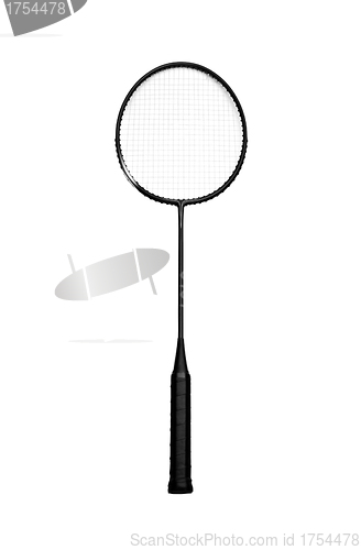 Image of Badminton racket on a white background. Studio isolated.