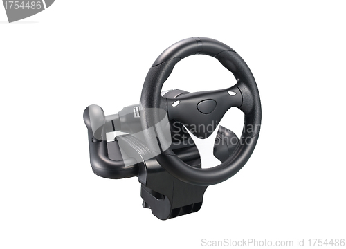 Image of Computer steering wheel isolated on white background