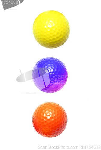 Image of three colour golf balls