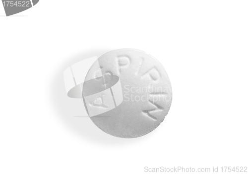 Image of Tablet aspirin isolated on a white background (Path)