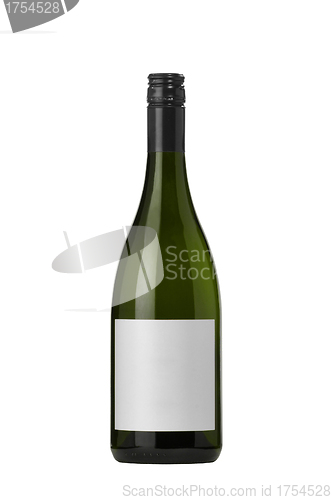 Image of isolated white wine bottle on white background