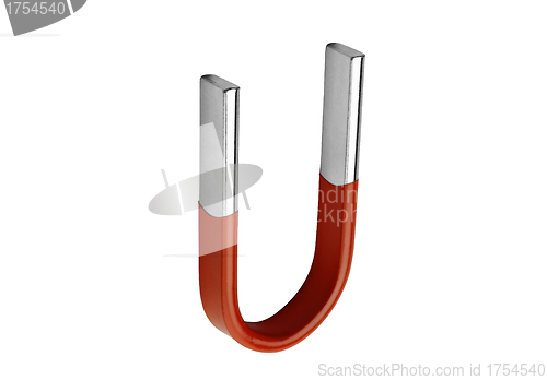 Image of A horseshoe magnet over a white background