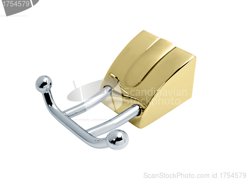 Image of golden towel holder with two bars, isolated