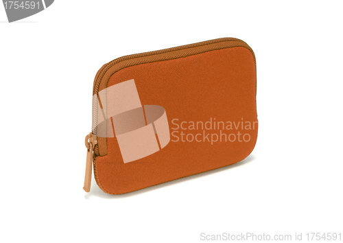 Image of Orange bag with white for laptop  isolated on white background