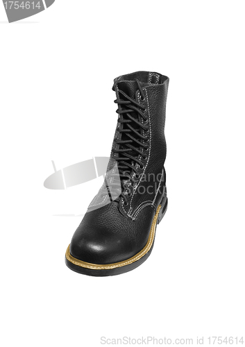 Image of black army boot isolated on white