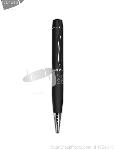 Image of Close up of black pen isolated with clipping path on white