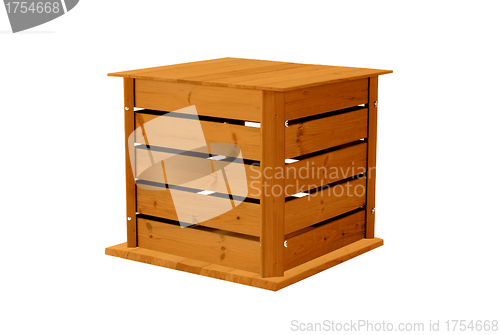 Image of Wooden box. Isolated on white. Render