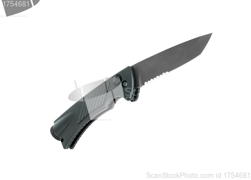 Image of clasp steel knife with black plastic handle