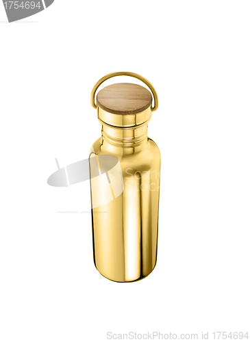 Image of golden bottles isolated over white background