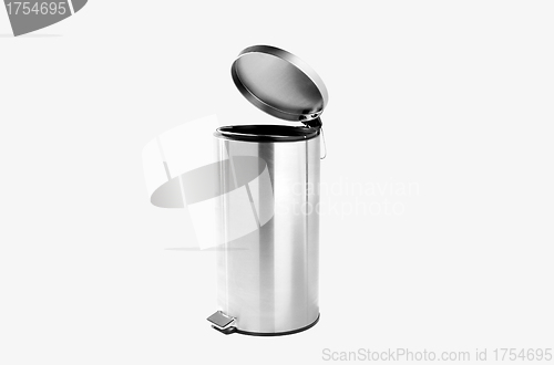 Image of Refuse bin in room corner on white
