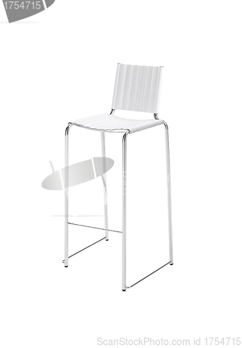Image of Isolated chair made from white metal pipe and blue fabric