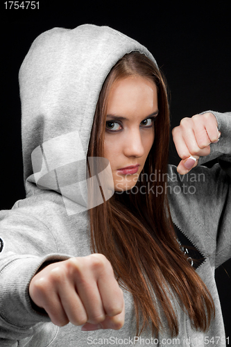 Image of Beautiful brown haired Fighter Girl