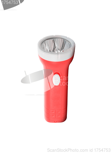 Image of red aluminum flashlight isolated on white