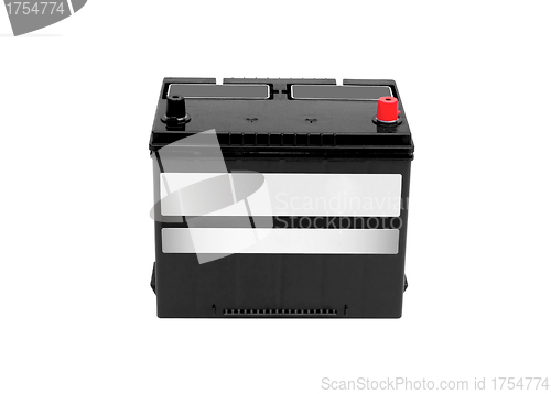 Image of New 12V car battery isolated on white background