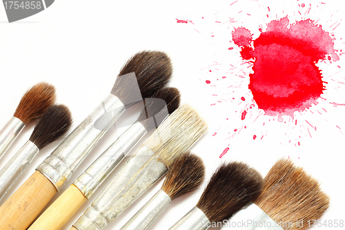 Image of Set of brushes and red blot