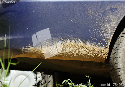 Image of detail of dirty car