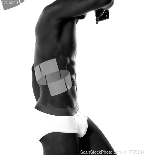 Image of Black and white image of muscular man