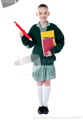 Image of Full length portrait of blonde school girl