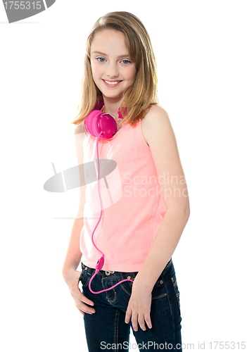 Image of Stylish trendy girl with headphones