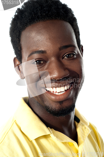 Image of Closeup of smiling handsome african guy
