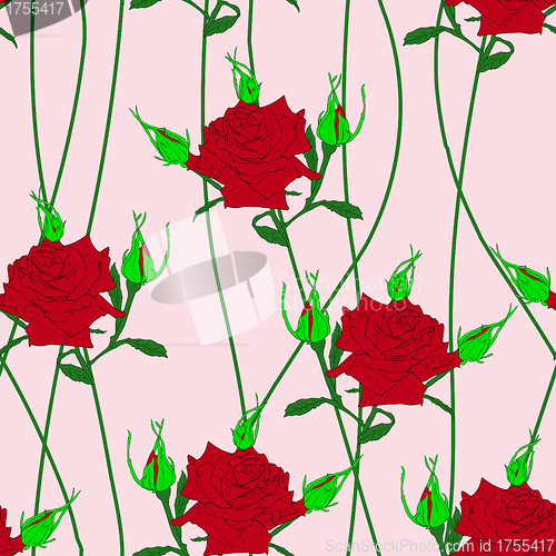 Image of Seamless  background with flower roses. 