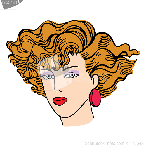 Image of Hand-drawn fashion model. Vector illustration. Woman's face