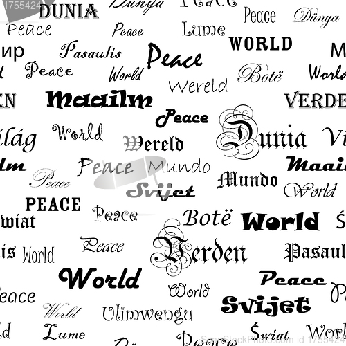 Image of Peace . Seamless wallpaper with the word peace in different lang