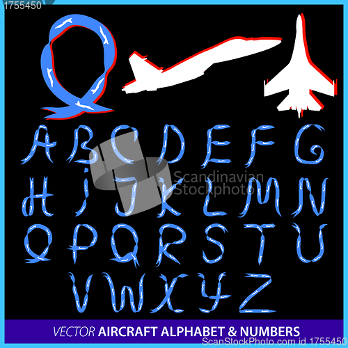 Image of Aerobatics in an airplane alphabet letters and numbers  