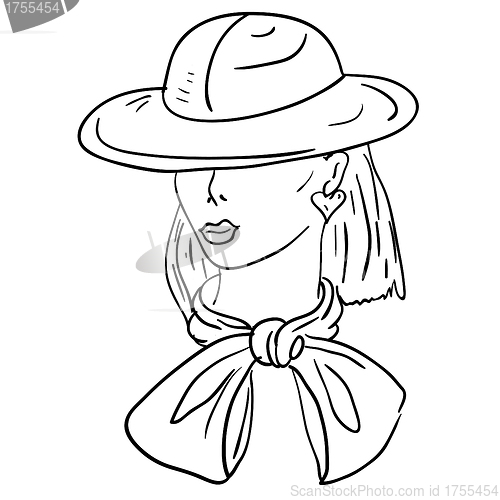 Image of Hand-drawn fashion model. Vector illustration. Woman's face