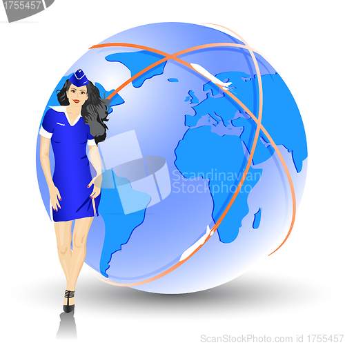 Image of beautiful Stewardess at the airport 