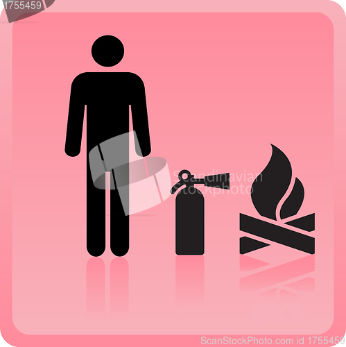 Image of Icon of the person with the fire extinguisher near a fire