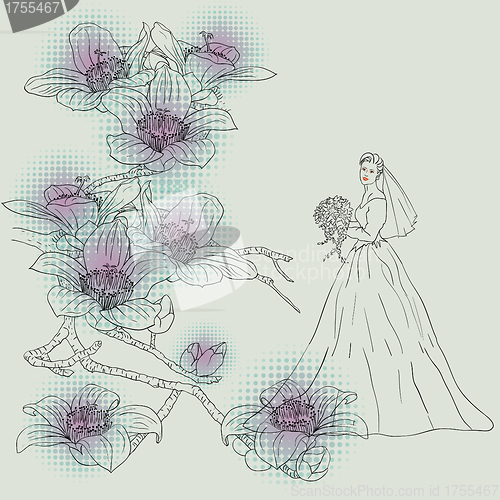 Image of  brides girls  on a floral background