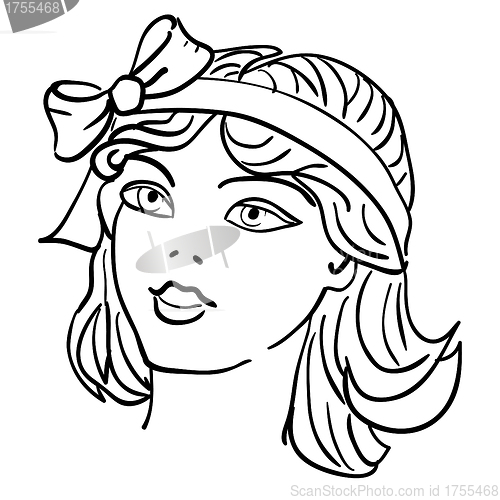 Image of Hand-drawn fashion model. Vector illustration. Woman's face