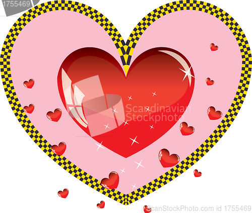 Image of Valentines ornament with red love heart taxi vector illustration