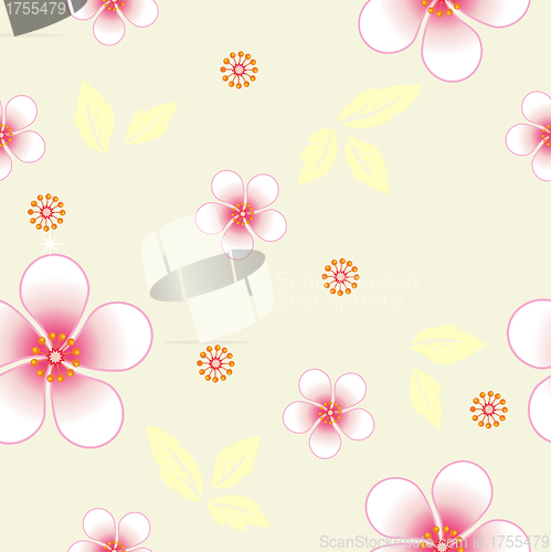 Image of Seamless floral background. Repeat many times. 