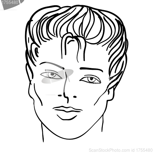 Image of Hand-drawn fashion model. Vector illustration. Man face