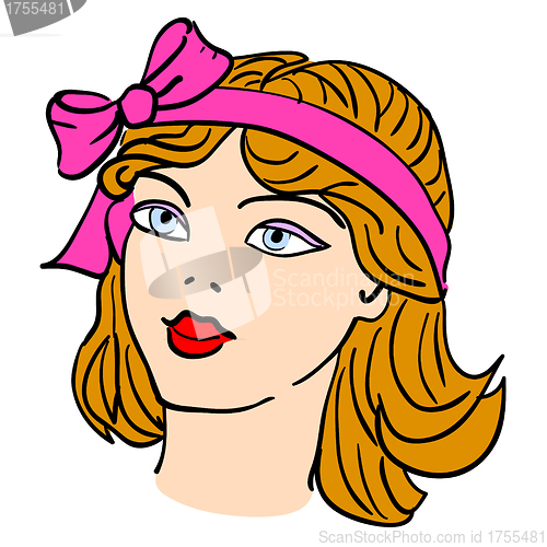 Image of Hand-drawn fashion model. Vector illustration. Woman's face