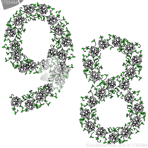 Image of Hand drawing ornamental alphabet. Letter 89