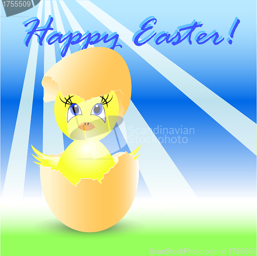 Image of easter holiday illustration with chicken